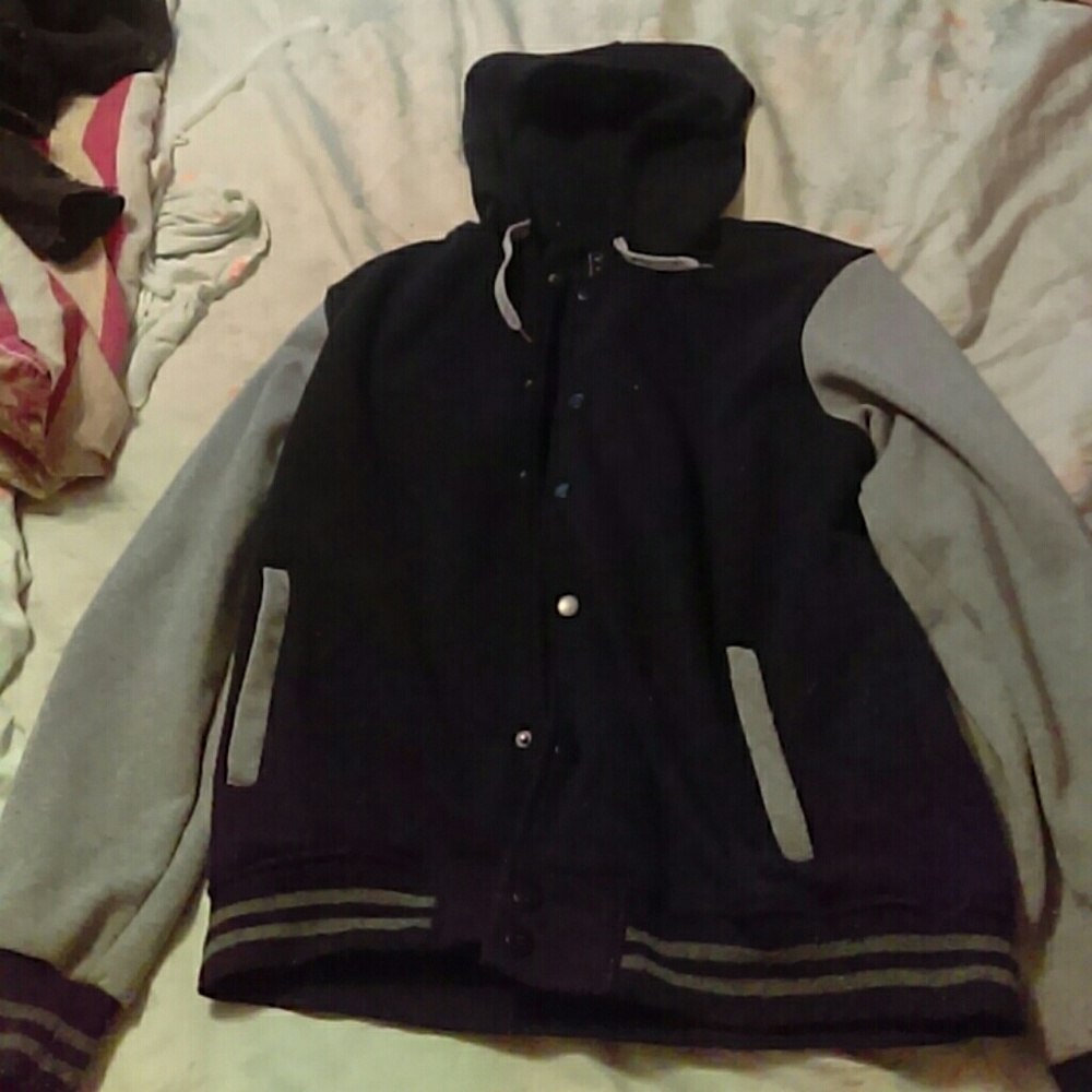 Black and grey 100%polyester jacket